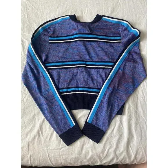 Ahluwalia Womens Augusta Striped Wool Cardigan Navy Size 8